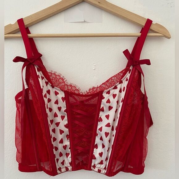 VS Dream Angels Valentine’s Lace up Corset Bra Size Medium - Picture 1 of 12